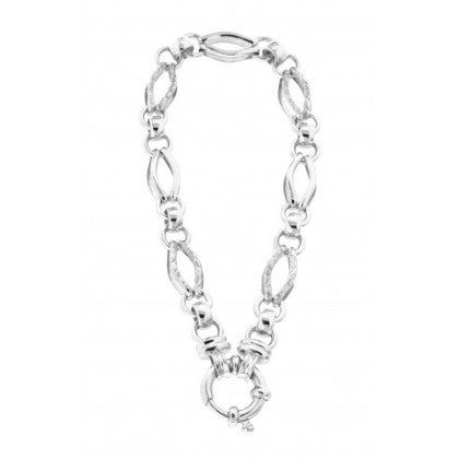 Sterling Silver Fancy Link Bracelet With Bolt Ring Clasp