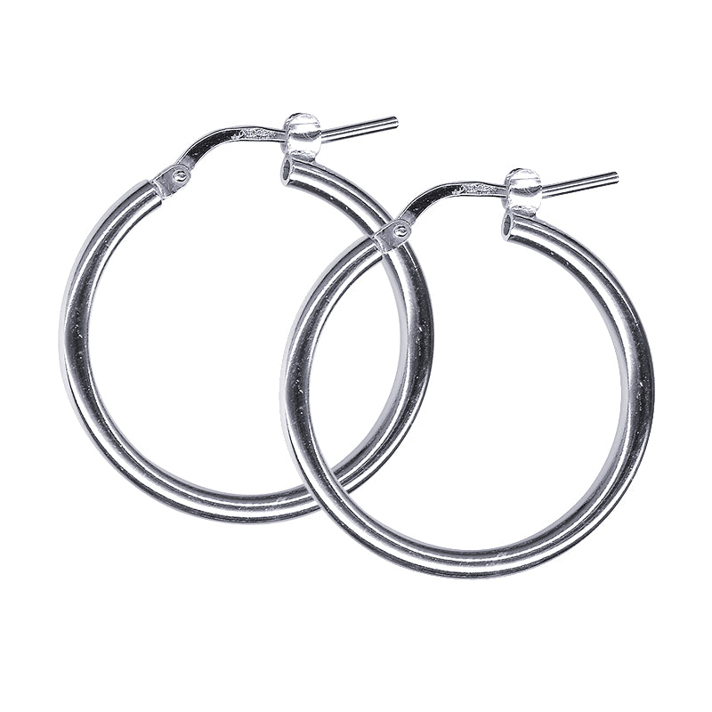 Sterling silver italian plain hoop earrings