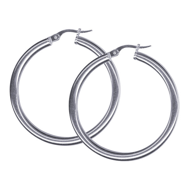 Sterling silver italian plain hoop earrings