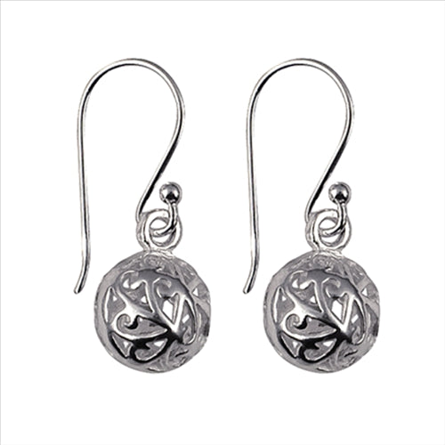 Sterling Silver Filigree Ball Drop Earrings