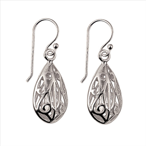 Sterling silver filigree teardrop earrings