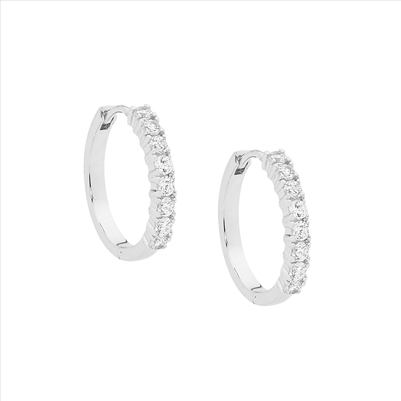 Sterling silver white cubic zirconia 20mm huggie earrings