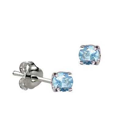 Sterling silver 4mm glass claw set march birthstone stud earrings