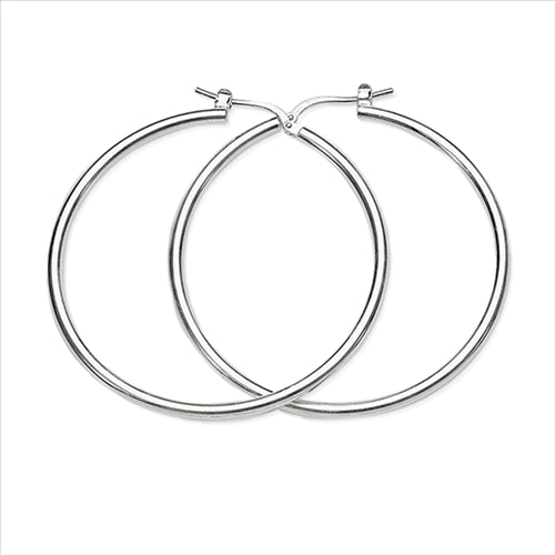 Sterling silver 30mm x 2mm polished tube hoops