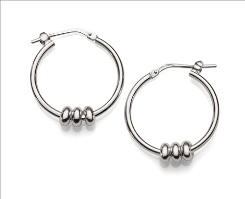 Sterling Silver 20mm Polished Hoops With Ring Details