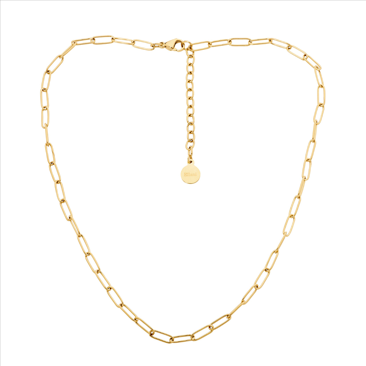 Gold Plated Stainless Steel Paperclip Necklace Chain With Extension
