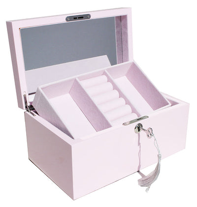 Wooden Medium Size Rectangle Jewel Box In White