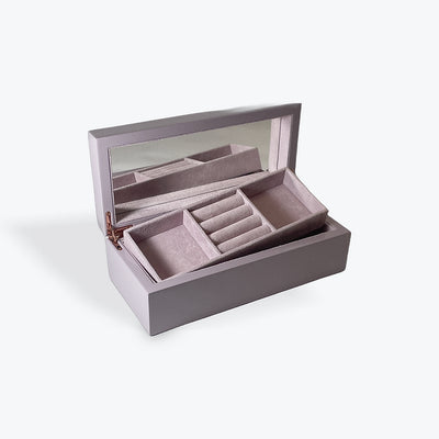 Small lilac coloured wooden jewel box