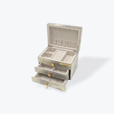 Glass Jewellery Box Grey Colour 2 Draws