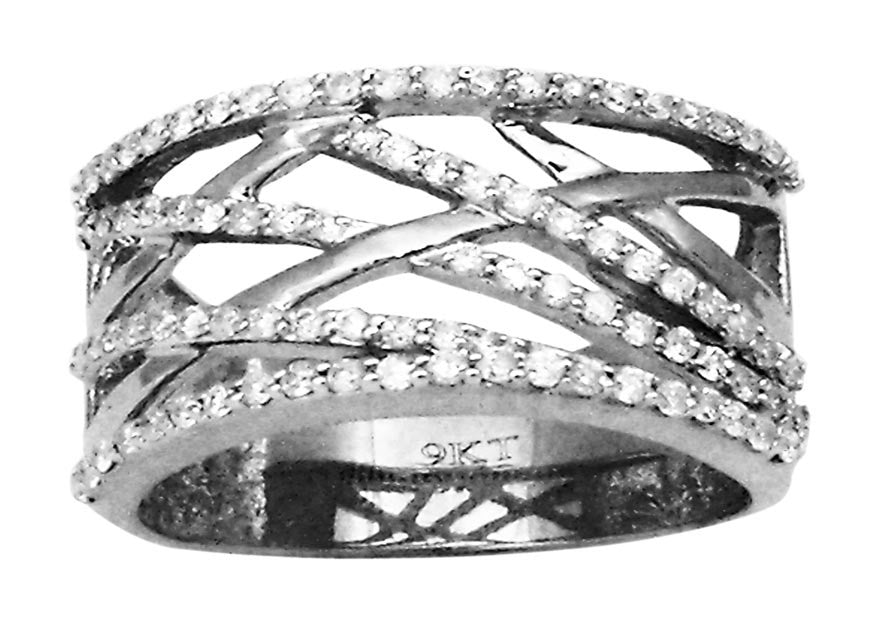 9ct White Gold Dress Ring With 87 Diamonds