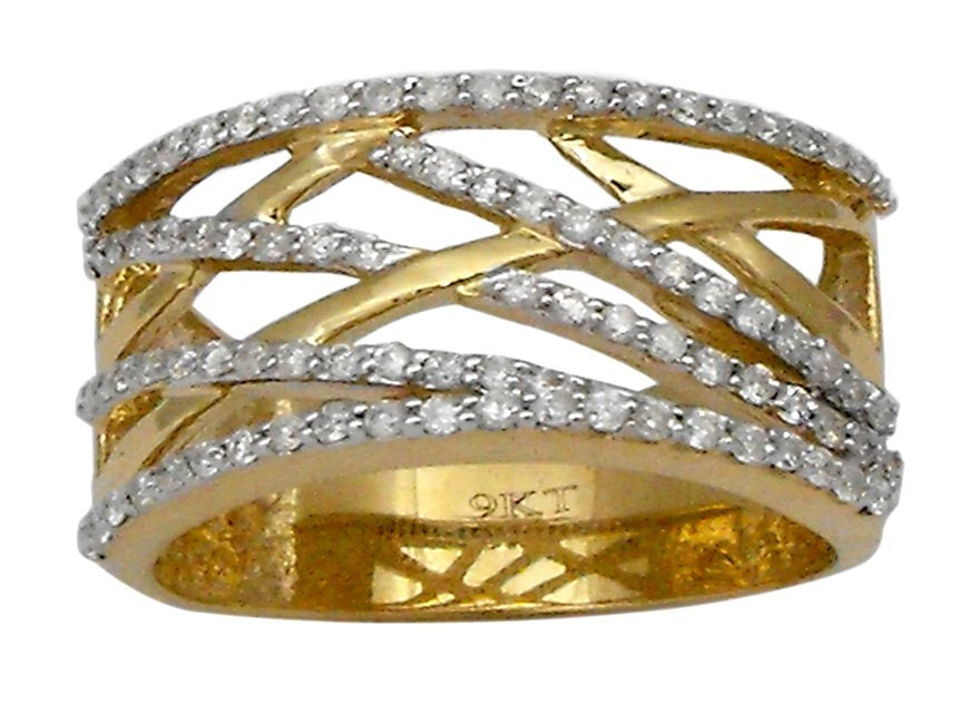 9ct Yellow Gold Dress Ring With 87 Diamonds