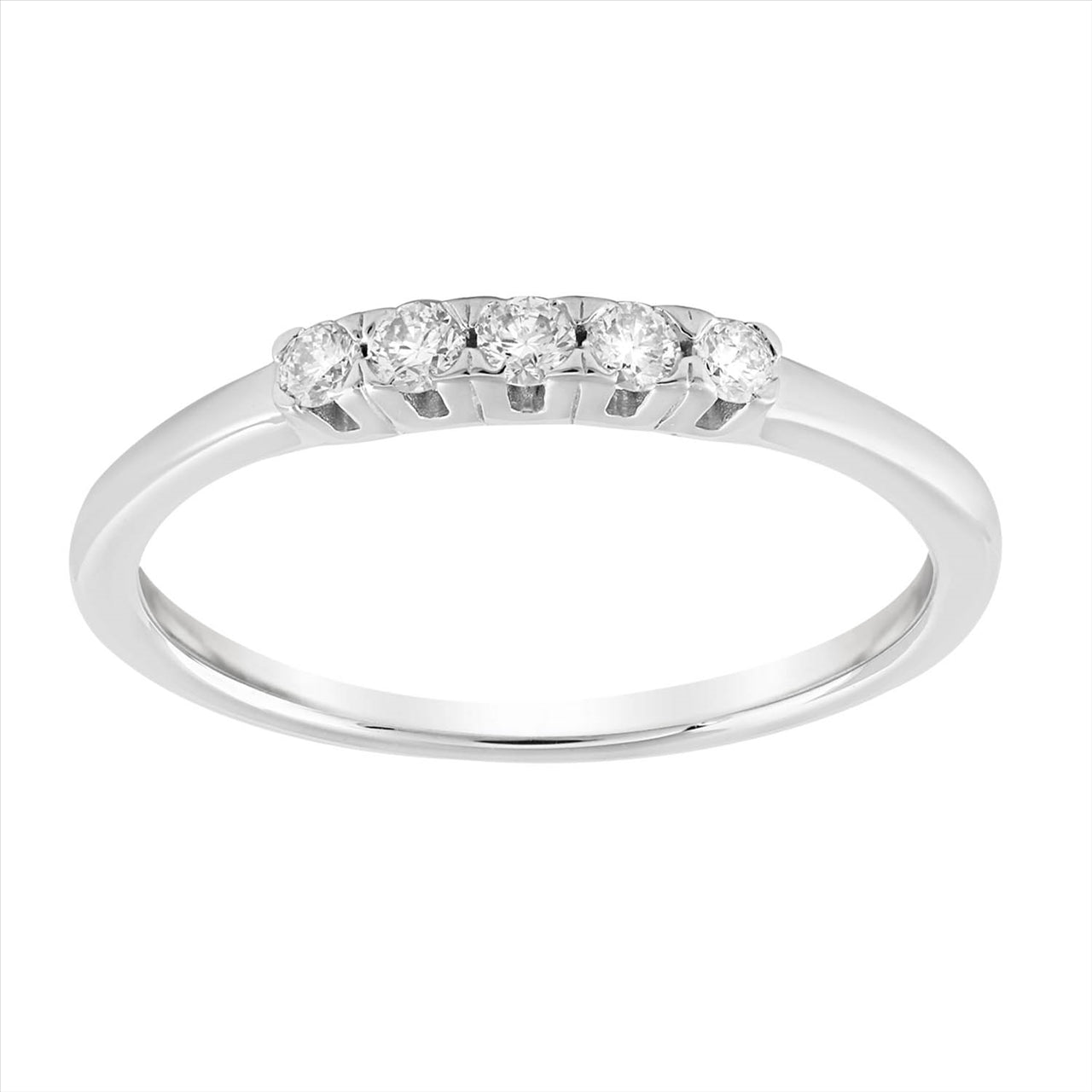 9ct White Gold Five Diamond Claw Set Diamond Dress Ring