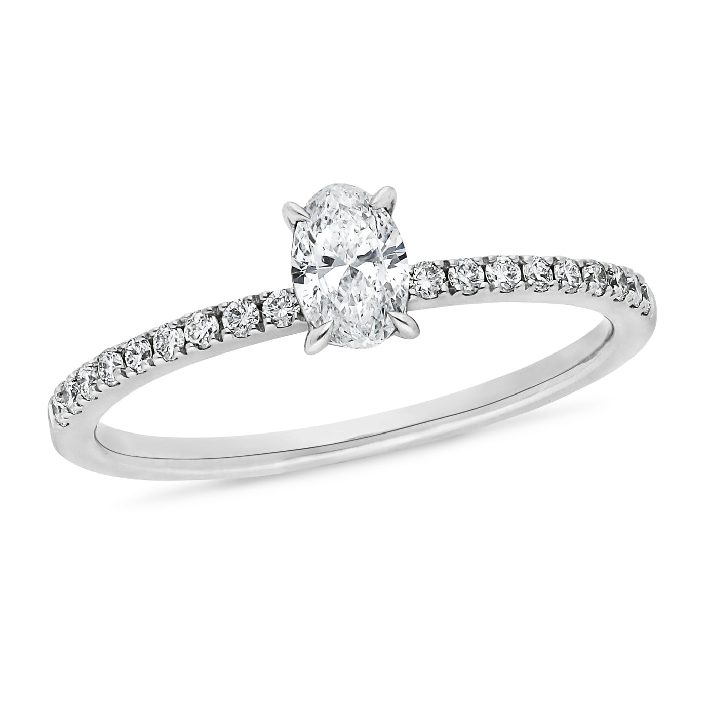 9ct White Gold Oval Diamond Engagement Ring