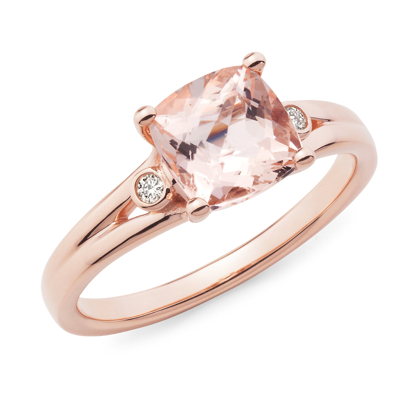 9ct Rose Gold Cushion Cut Morganite Dress Ring