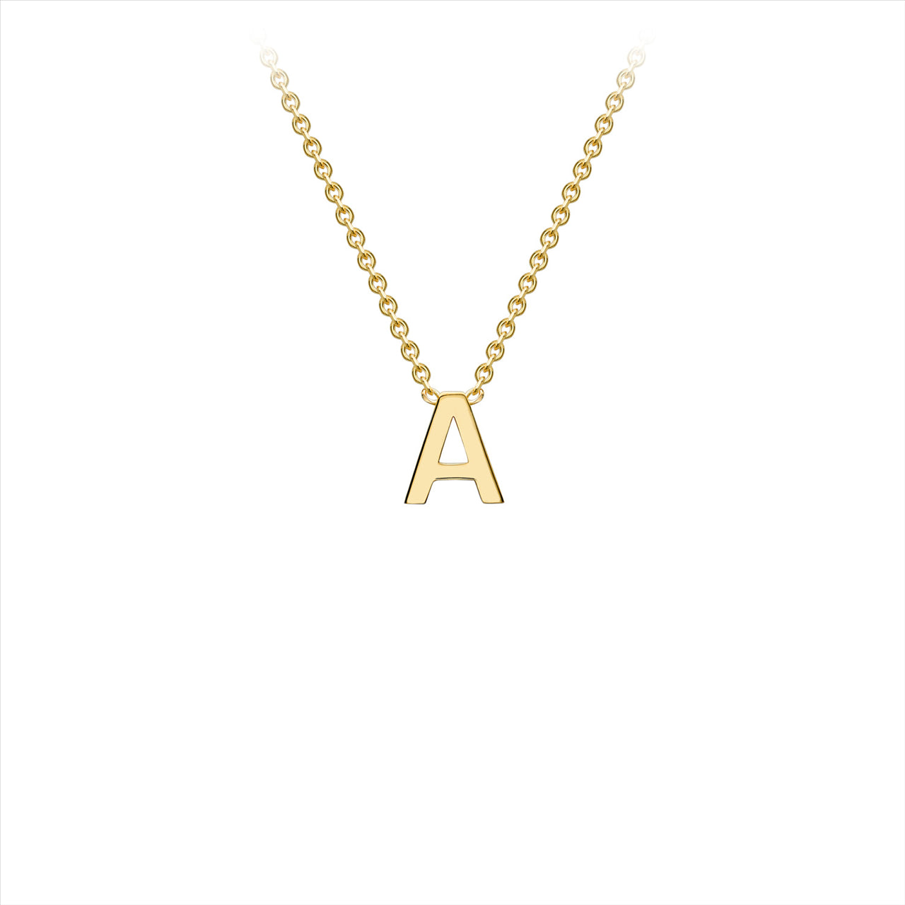 9ct Yellow Gold Initial 'A' Pendant On 9ct Yellow Gold Chain 38+5cm