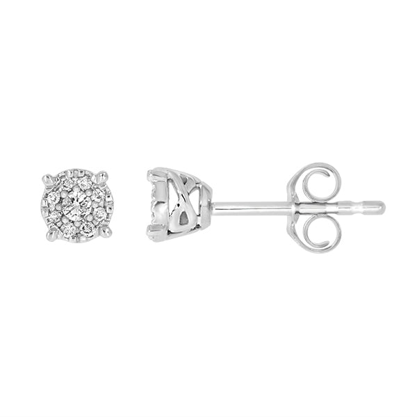 9ct White Gold Diamond Set Stud Earrings