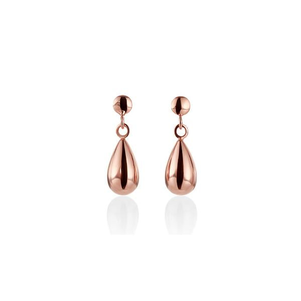 9ct Rose Gold Polished Teardrop Drop Stud Earrings