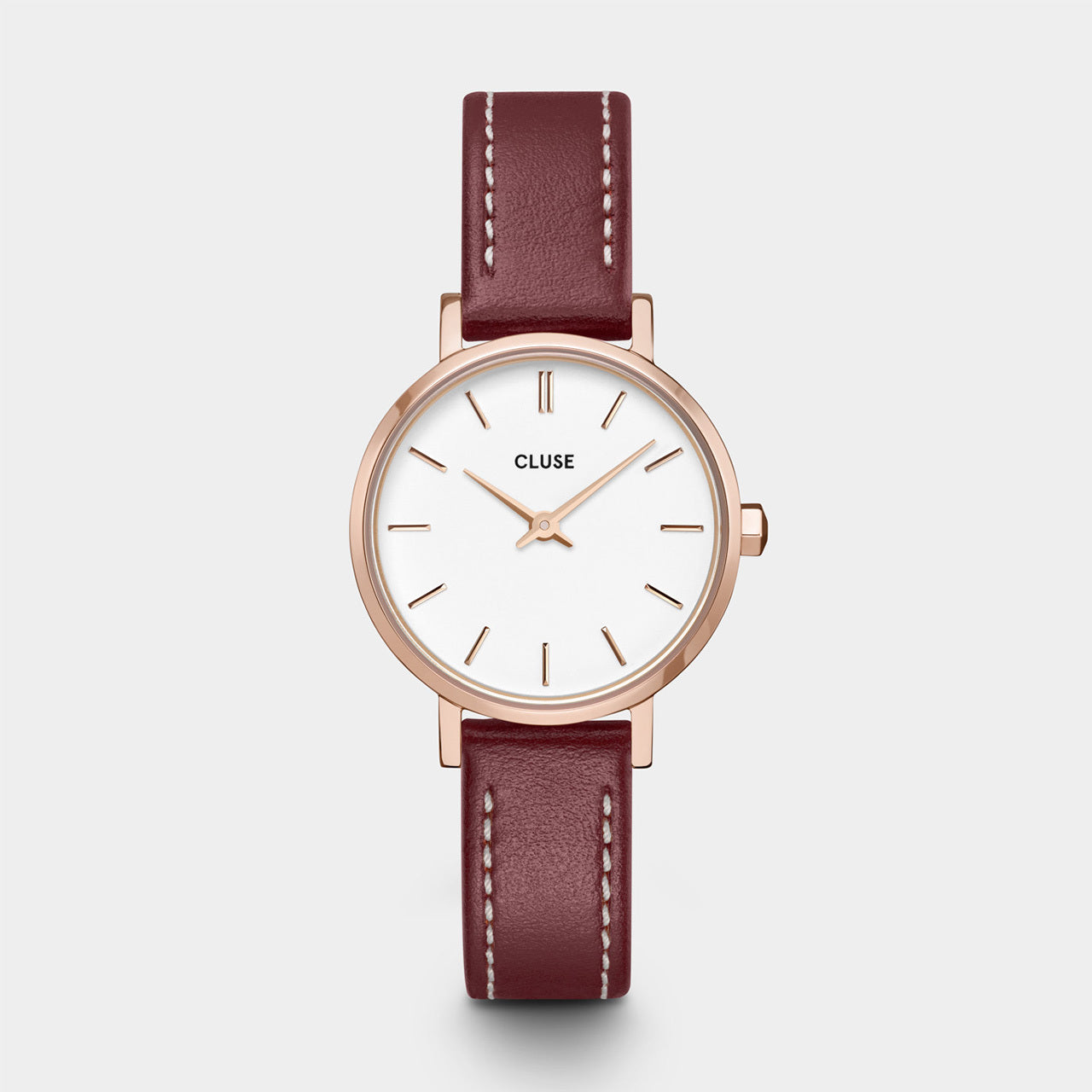 Cluse Boho Ladies Watch with Rose Gold Plated Case And Red Leather Strap