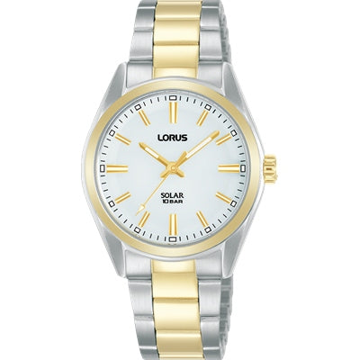 Ladies 2 Tone Stainless Steel LORUS SOLAR Watch With 100M Water Resistance