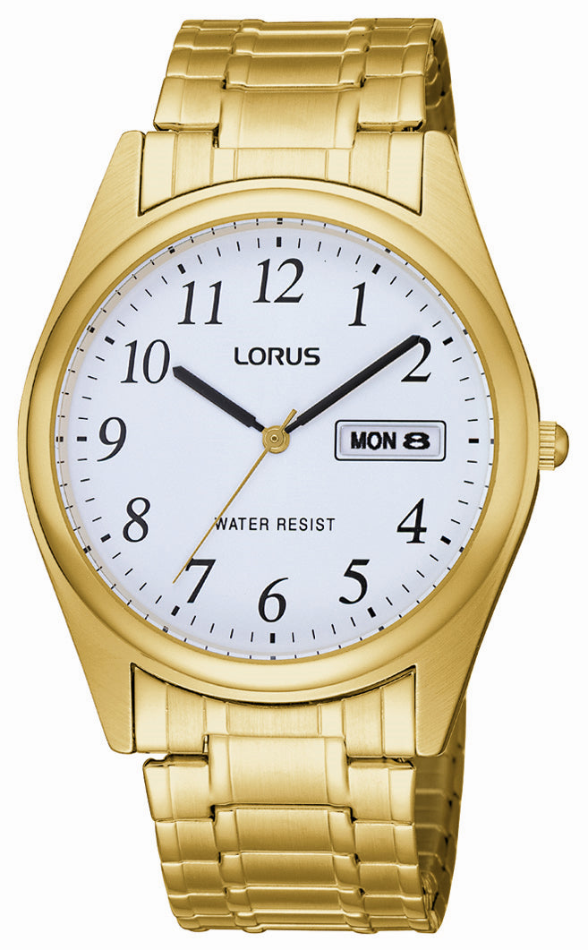 Mens Gold Plated LORUS Daywear Watch With Expanding Band