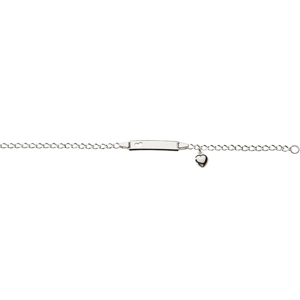 Sterling Silver ID Bracelet with Puff Heart Charm