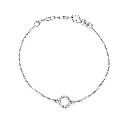 Sterling SIlver CZ Set Open Circle Bracelet