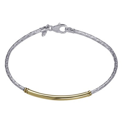 Italian Made Sterling Silver Braided Bracelet With Hard Gold Plated Feature