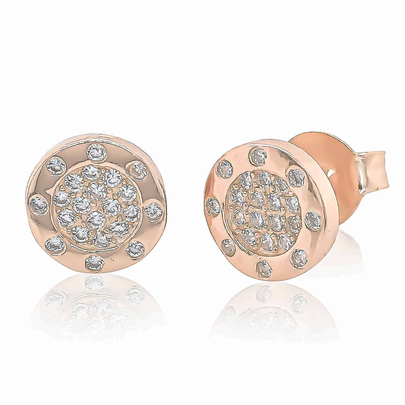 Rose Gold Plated Sterling Silver CZ Set Stud Earrings