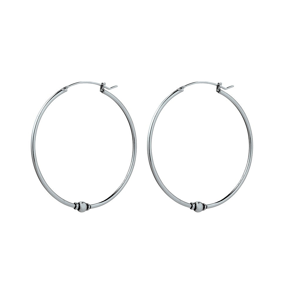 Sterling Silver Hoop Earrings With Ball Detail